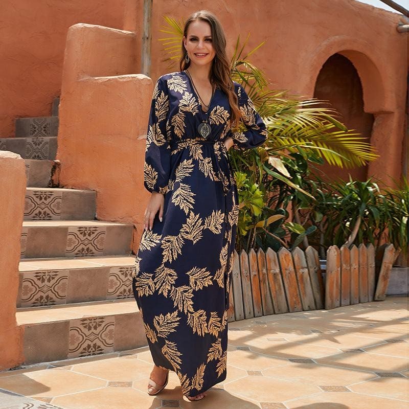 Robe Longue Bohème Noire À Fleurs – Image 2