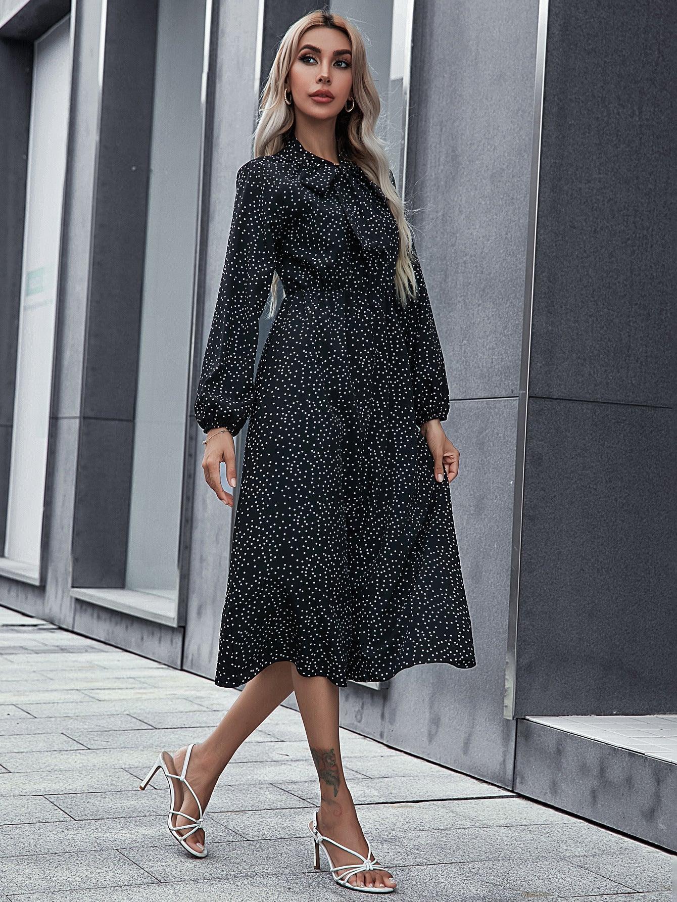 Robe Bohème À Pois Noirs Et Blancs – Image 5