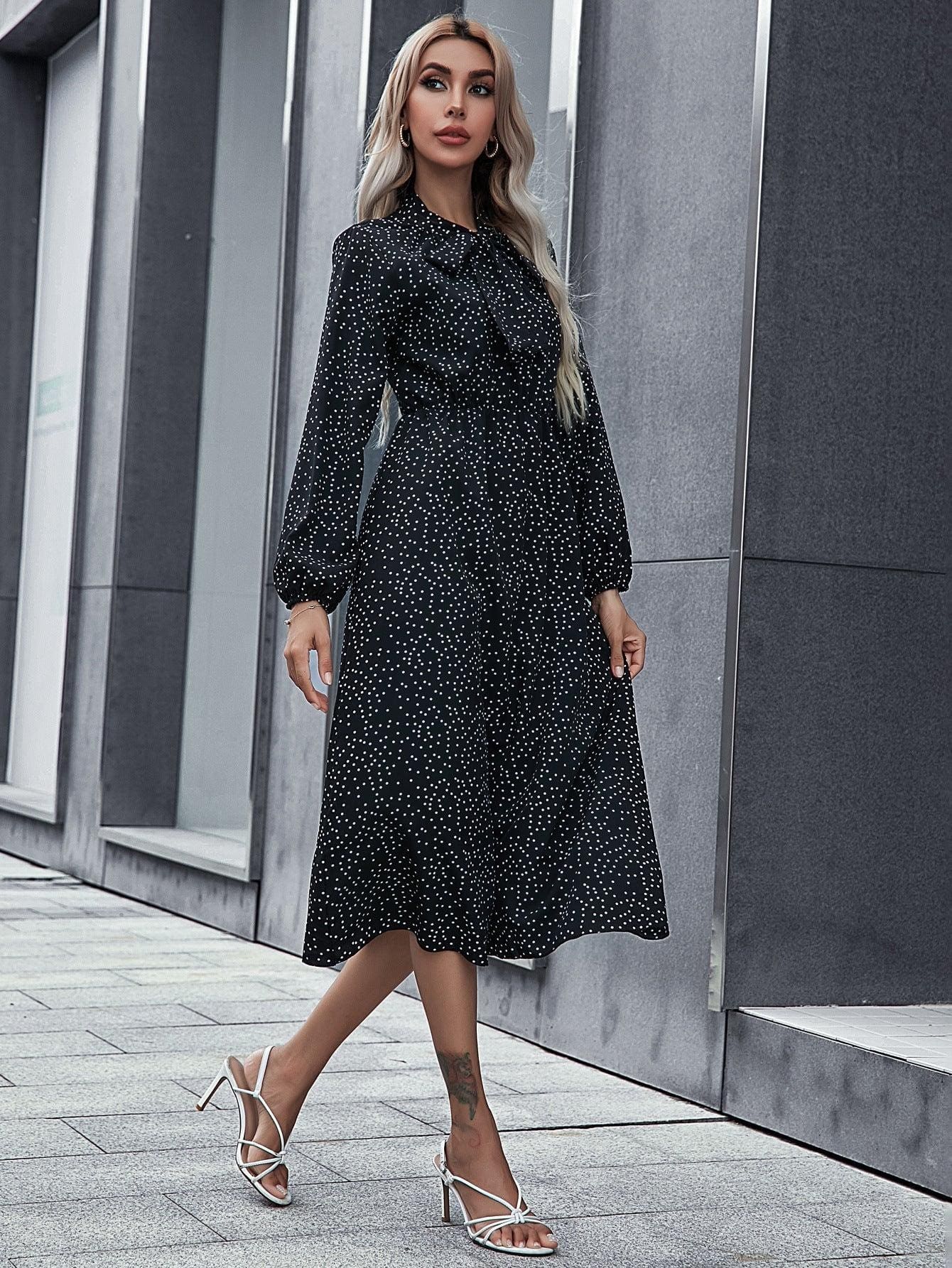 Robe Bohème À Pois Noirs Et Blancs – Image 4