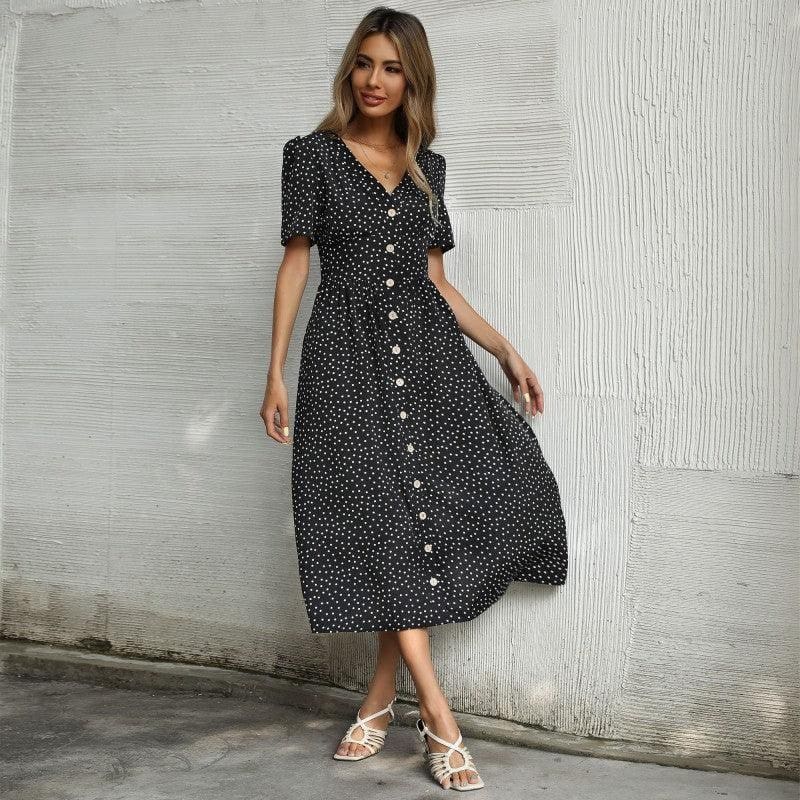 Robe Bohème Verte À Pois