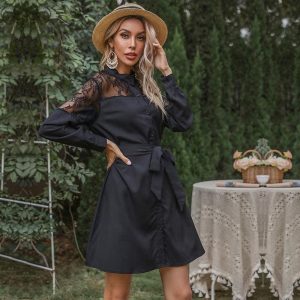 Robe Bohème À Col Roulé Noir