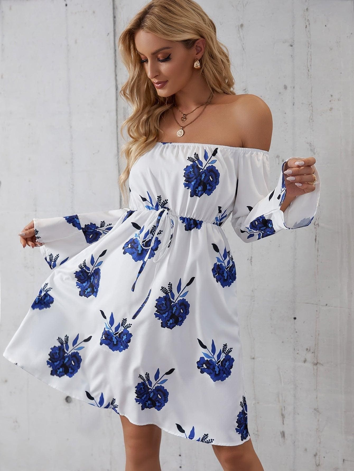 Robe D’Automne Blanche Et Bleue – Image 5
