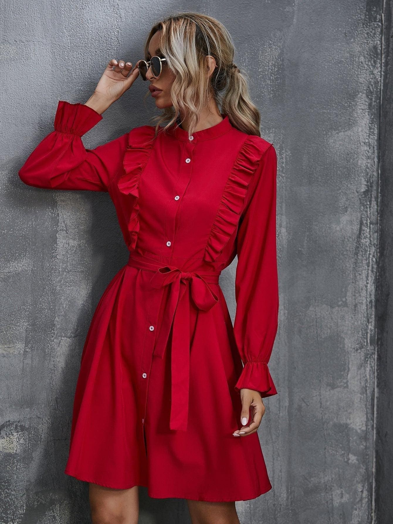 Robe Bohème Rouge À Volants – Image 7