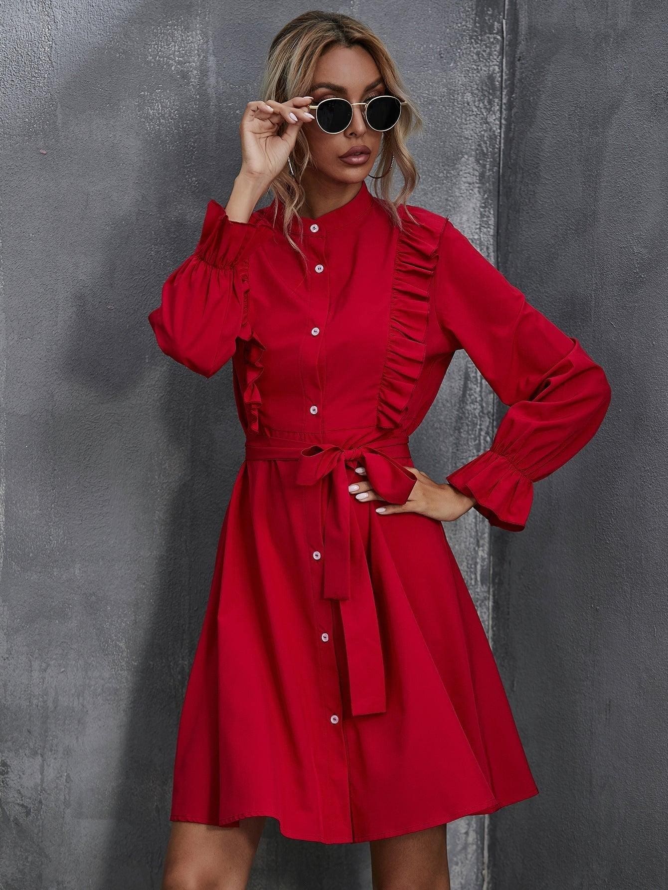 Robe Bohème Rouge À Volants