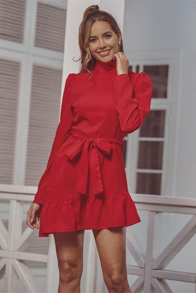 Robe Bohème Rouge Courte – Image 3