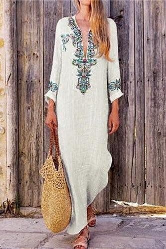 Robe Blanche Fluide Longue Bohème