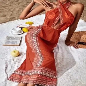 Robe longue dos nu bohème agréable