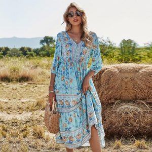 Robe longue style champêtre bohémien