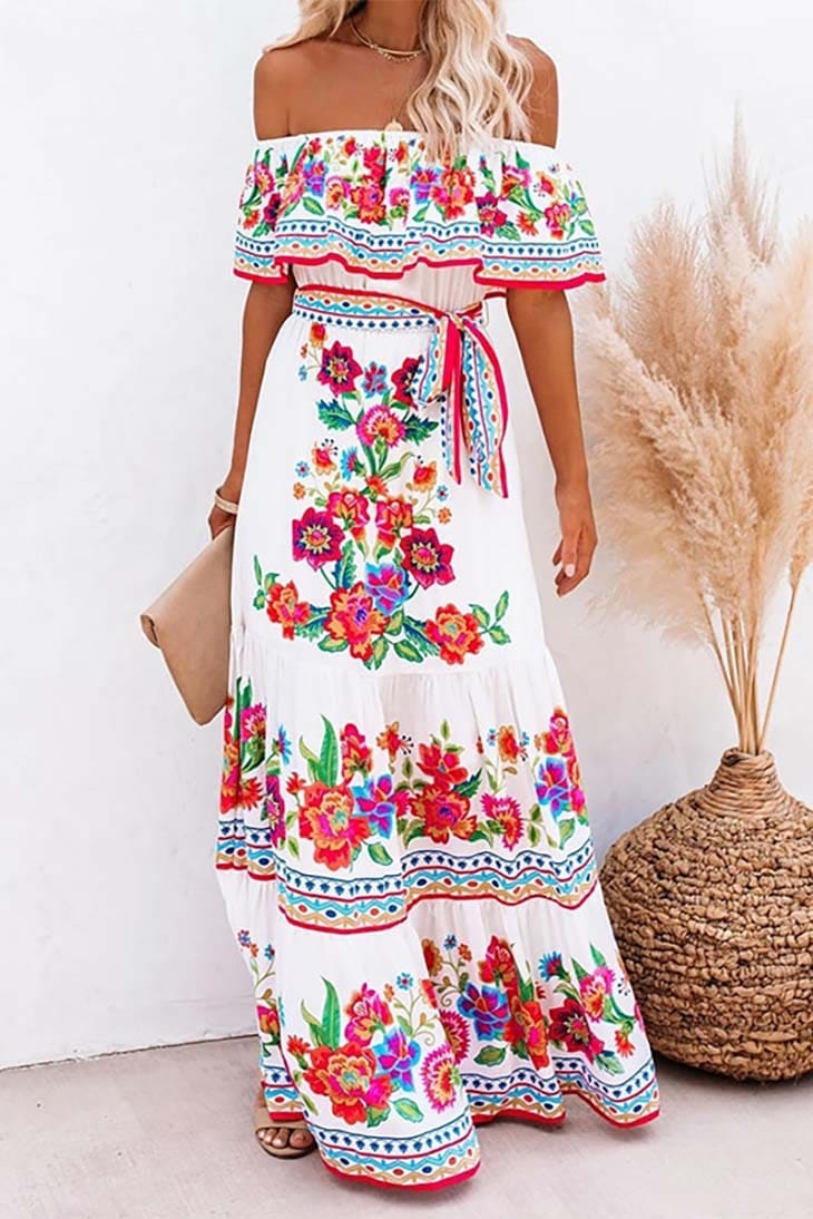 Robe Bohème à Col Bateau – Léa