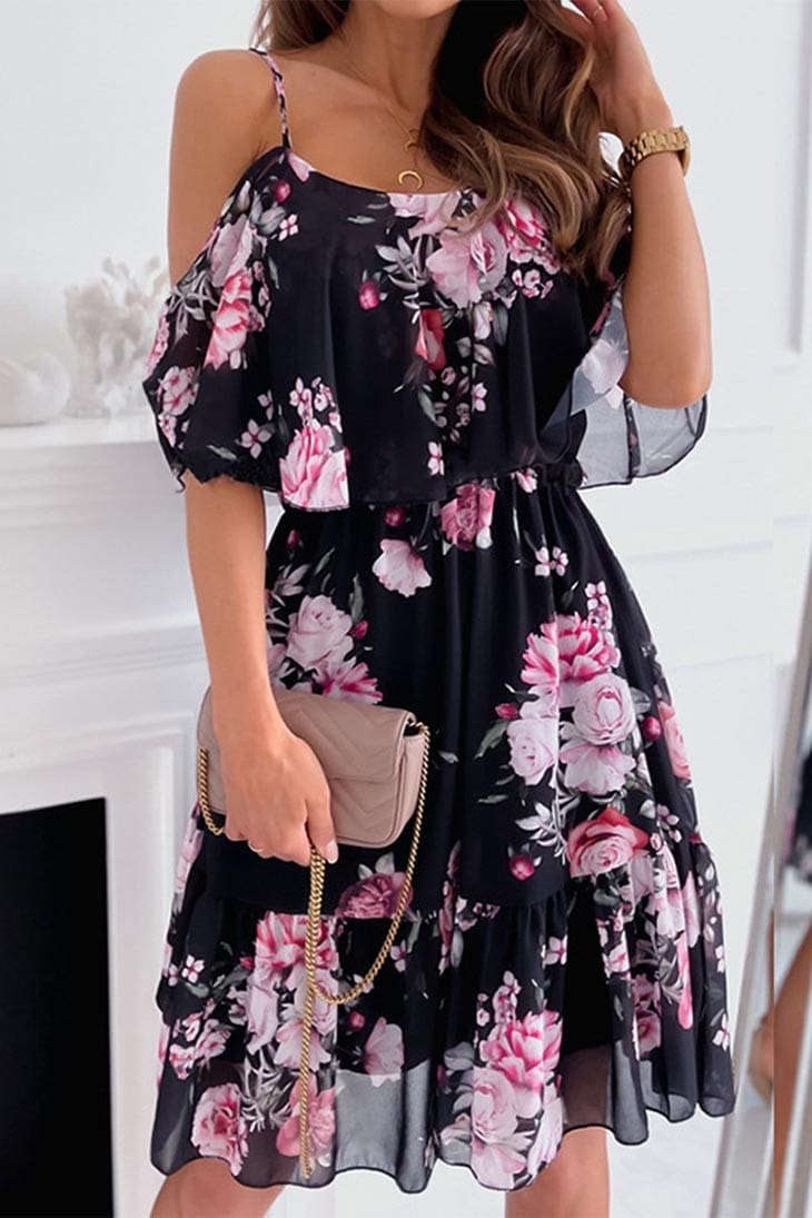 Robe Bohème Fleurie Courte – Baie – Image 2