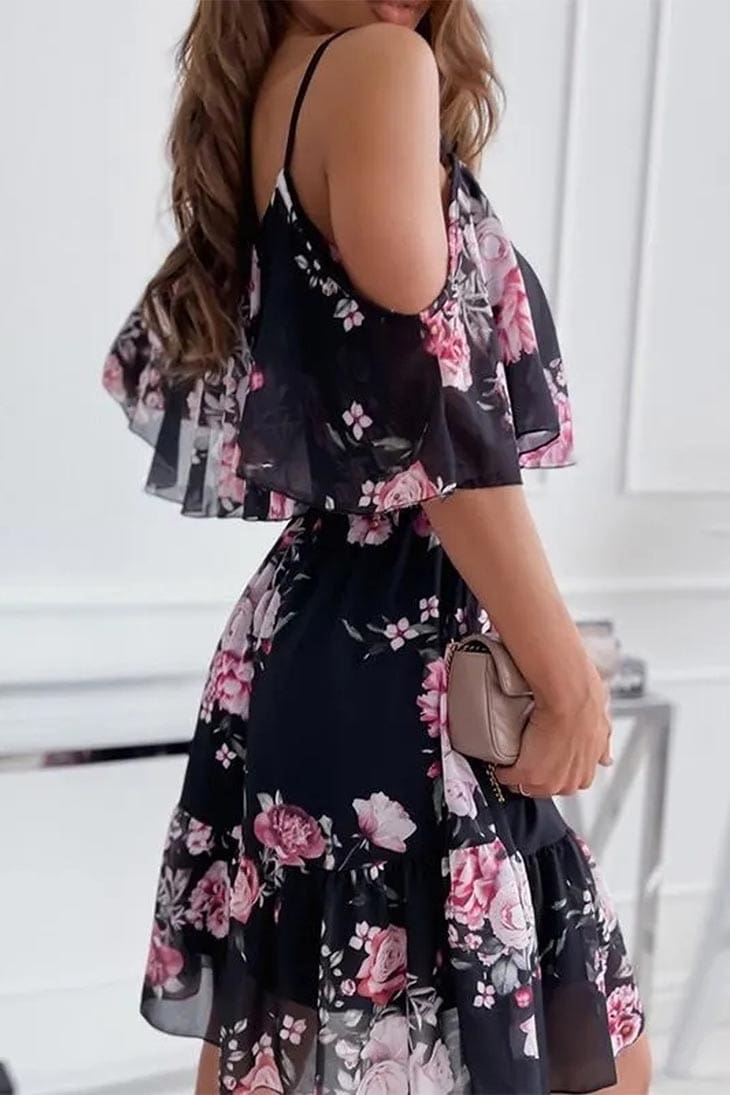 Robe Bohème Fleurie Courte – Baie – Image 7