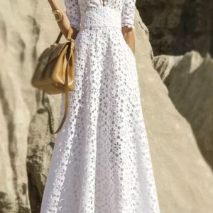 Robe Bohème Longue Dentelle Blanche – Octavia