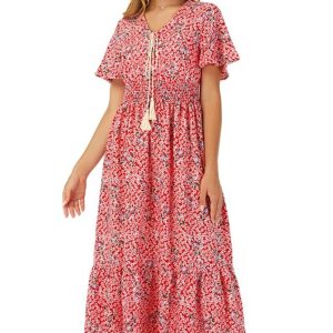 Robe Longue Bohème Chic Rouge – Frankie