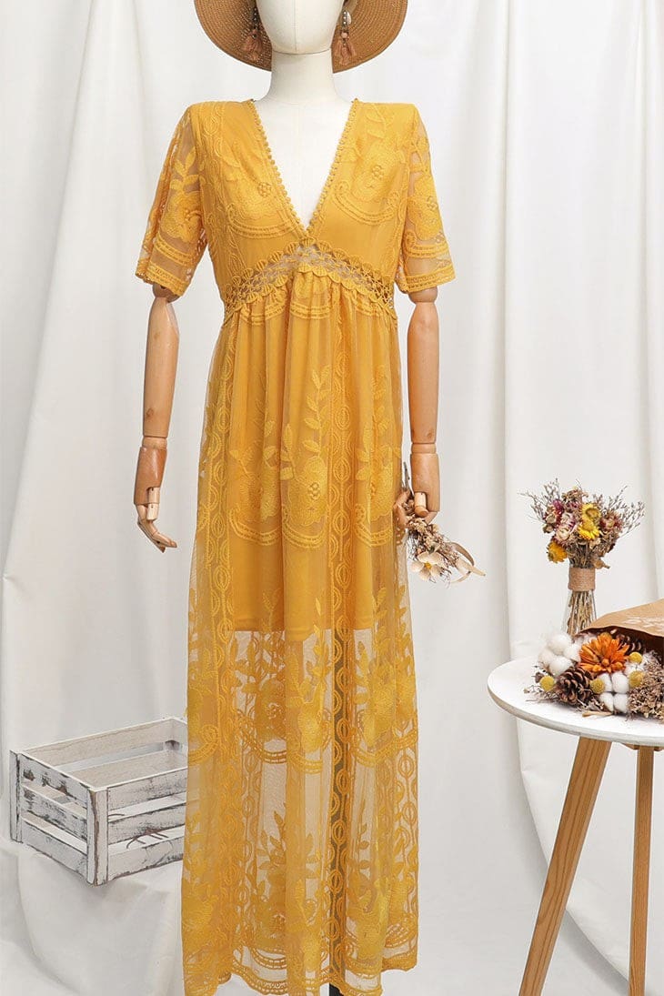 Robe Longue Bohème Noire en Dentelle – Hanaé – Image 4