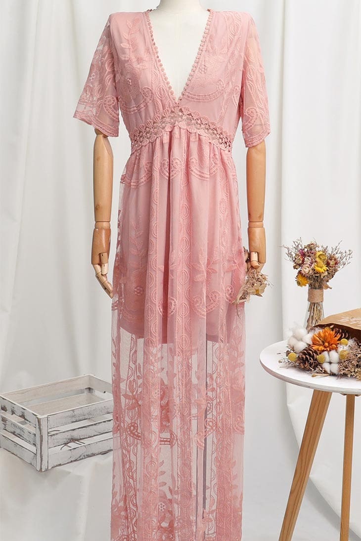 Robe Longue Bohème Noire en Dentelle – Hanaé – Image 6
