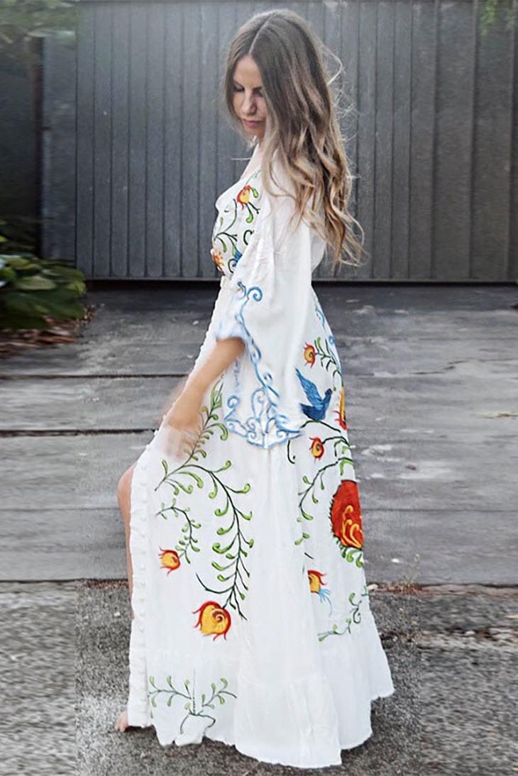 Robe Longue Col V Bohème – Ella – Image 3