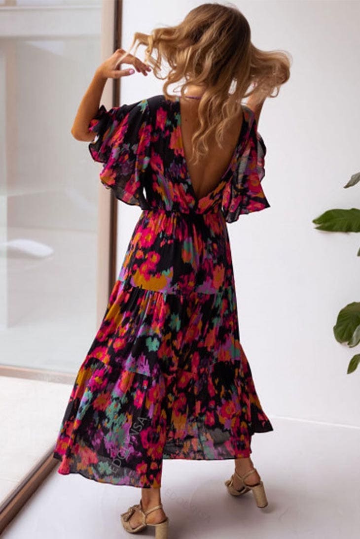 Robe Longue Manche Courte Bohème – Faustine – Image 4