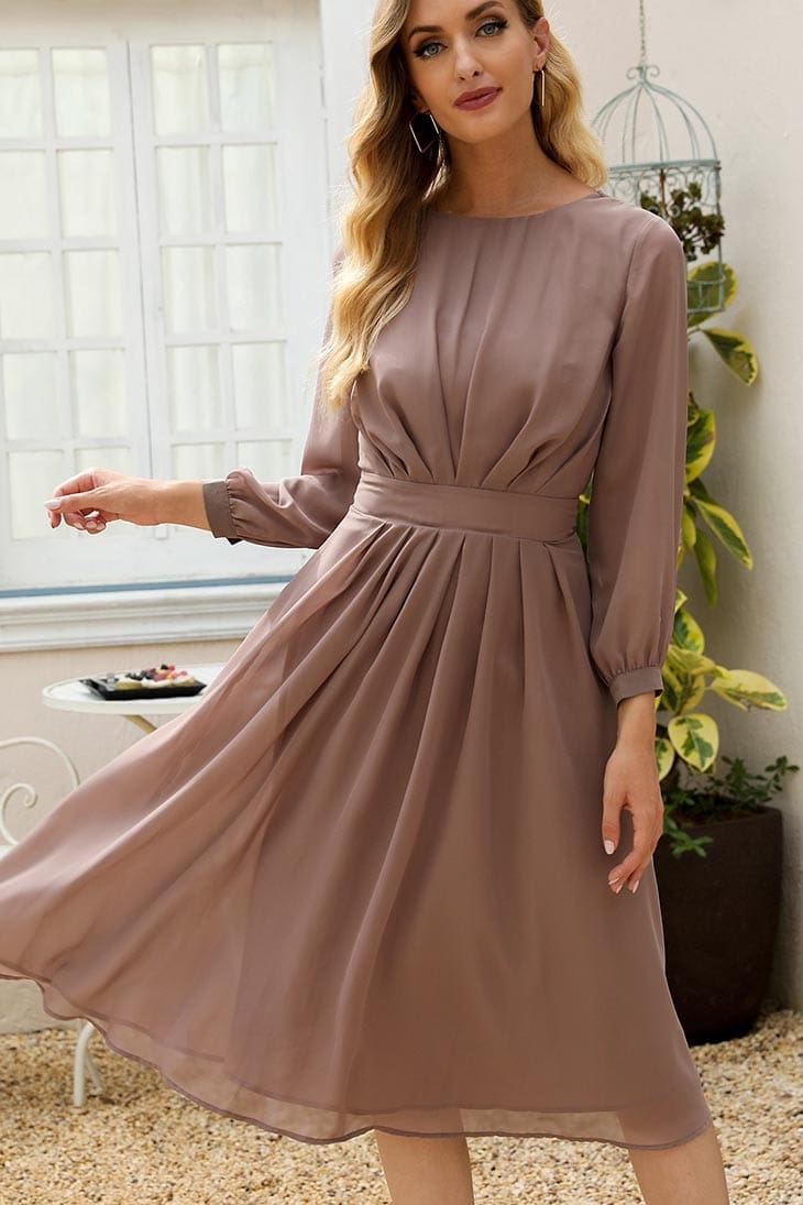 Robe Mi-Longue Bohème Marron – Madeleine