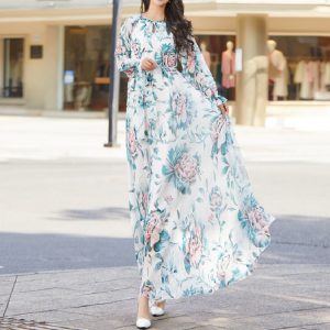 Robe bohème chic invité mariage grande taille blanche Maxi avec fleurs roses