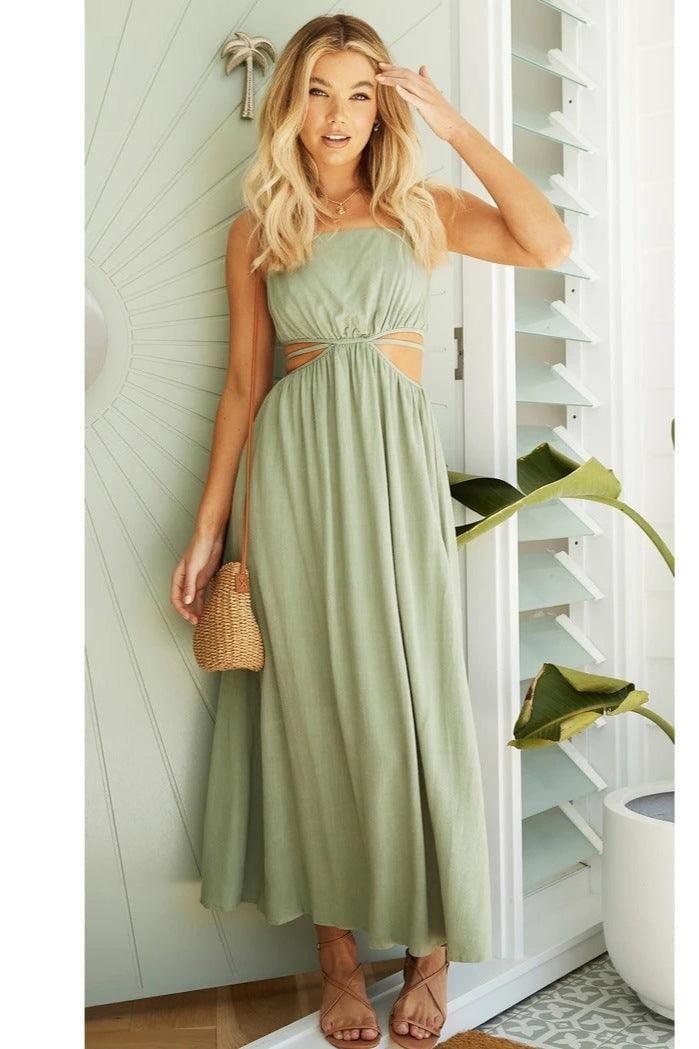 Robe D’Été Bohème Vert Sauge – Image 4