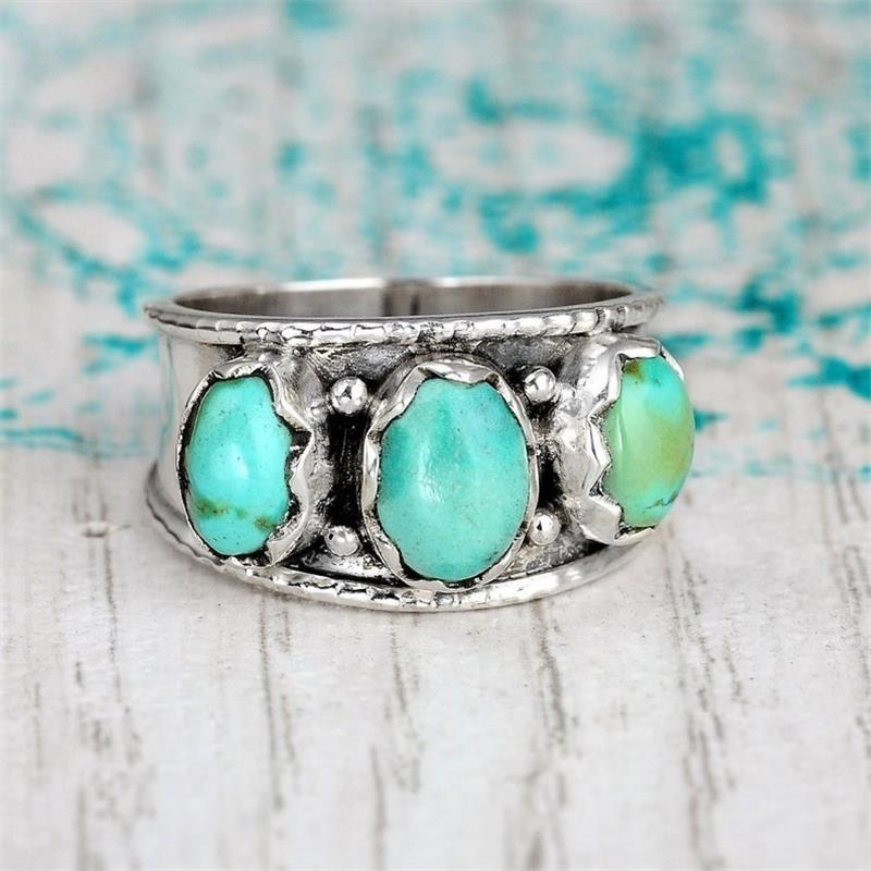 Bague Bohème Argent et Pierre Bleue – Image 2