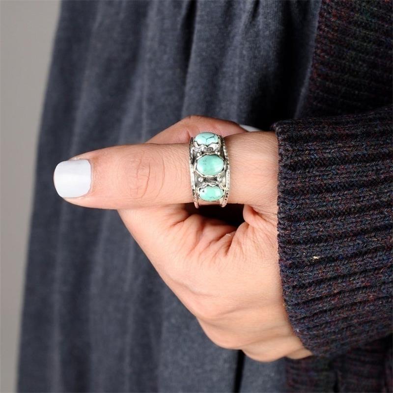 Bague Bohème Argent et Pierre Bleue – Image 4