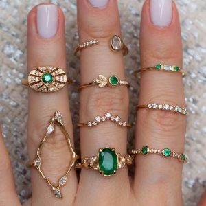 Bague Bohème Pierre Verte
