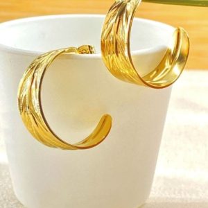 Boucles d’Oreilles Feuille Dorée