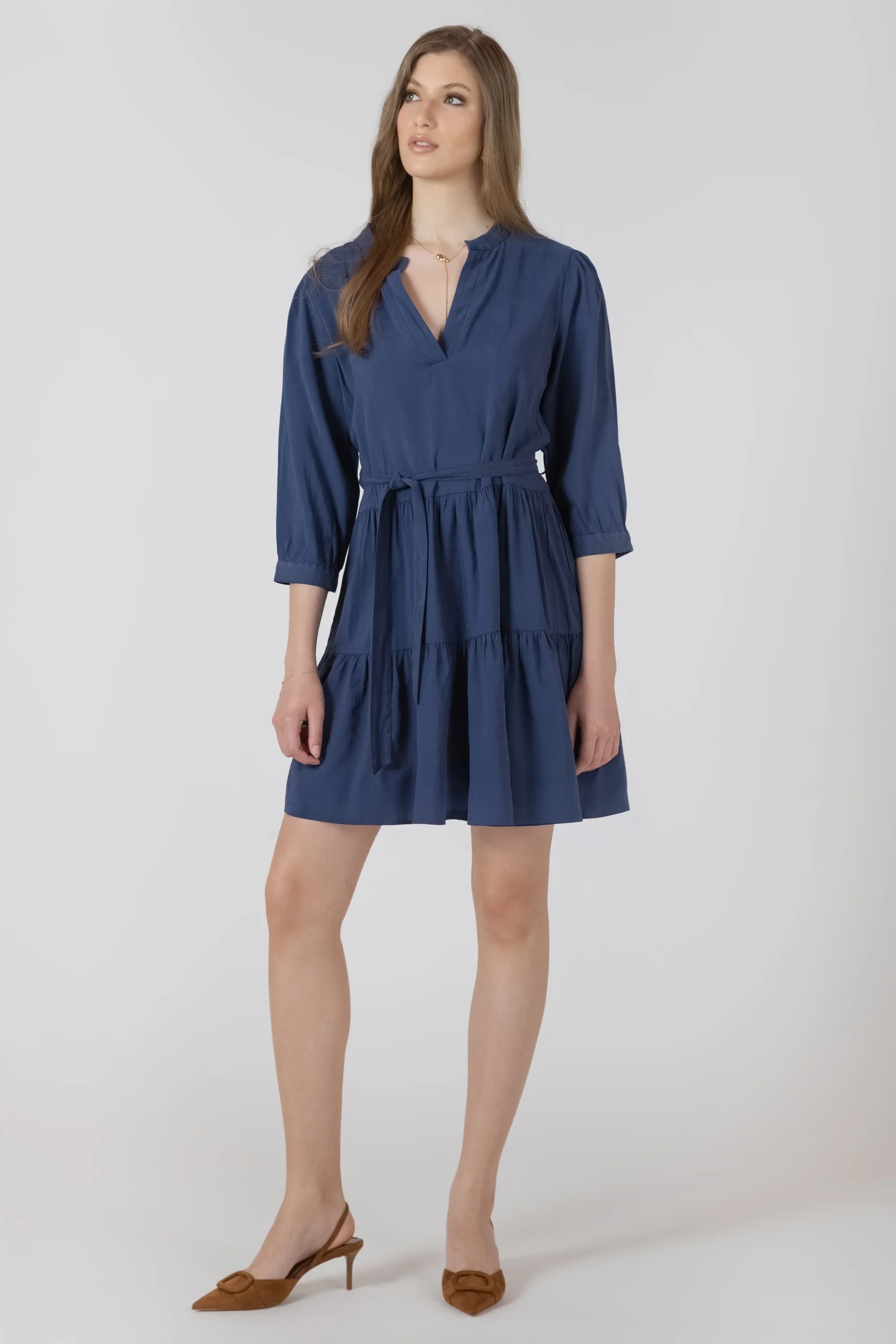Robe à Volants Ceinturée