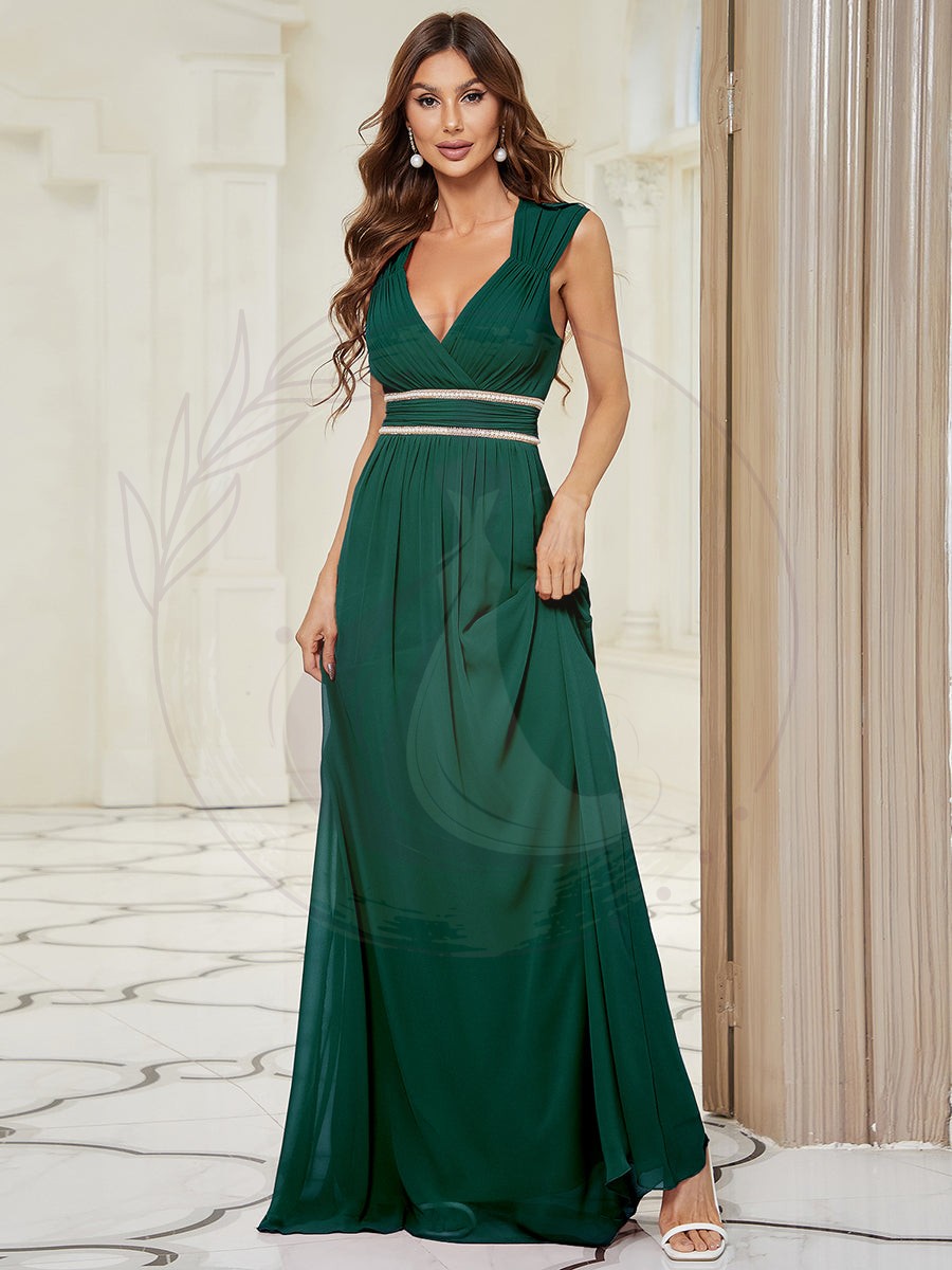 Taille personnalisée Robe longue de demoiselle d’honneur froncée – Image 6