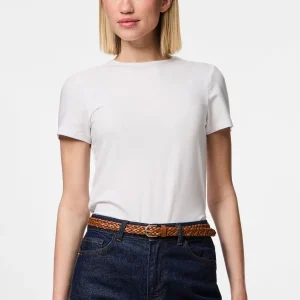 Avery Leather tressé Slim Ceinture - cognac