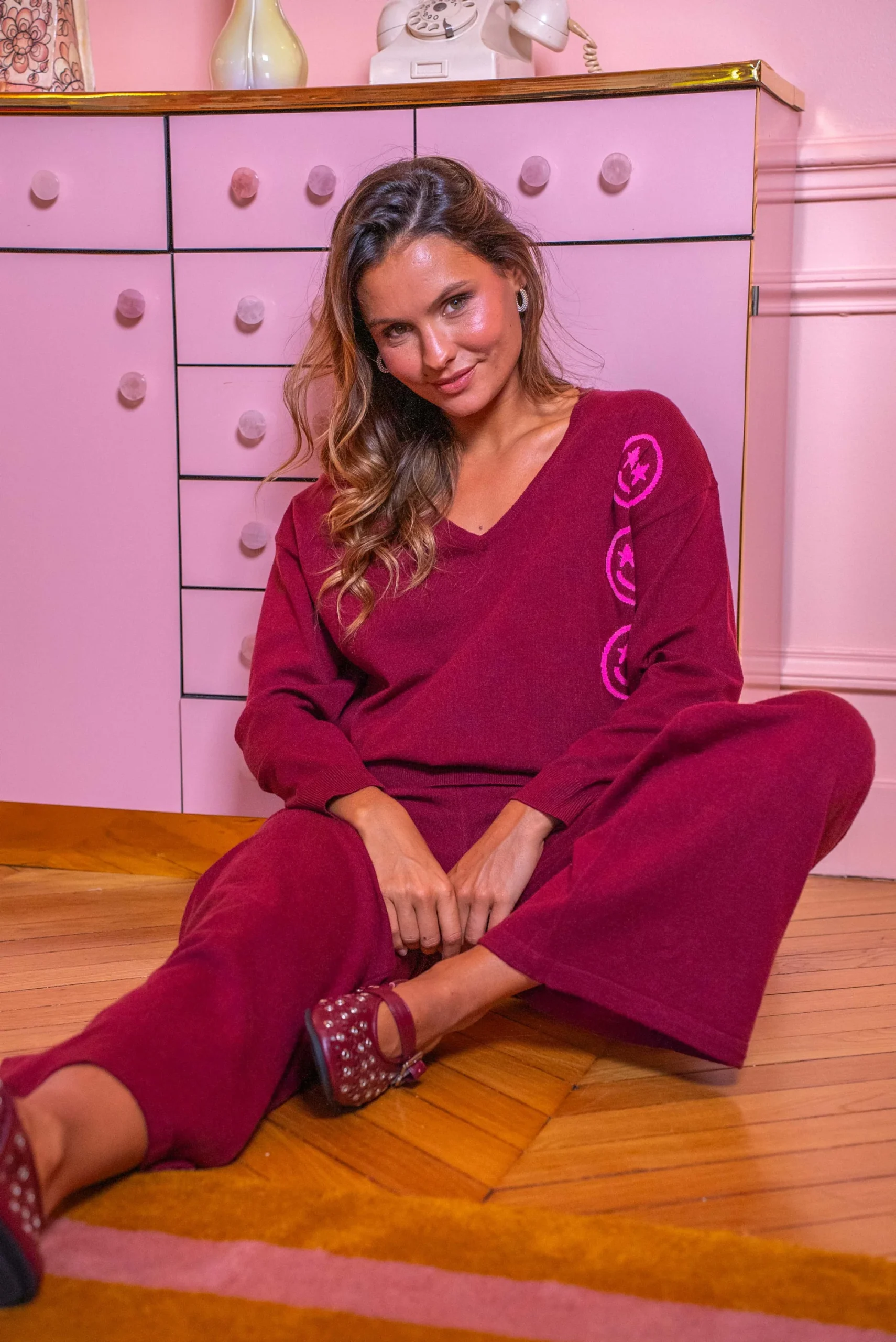 Pantalon en maille à smileys Jena