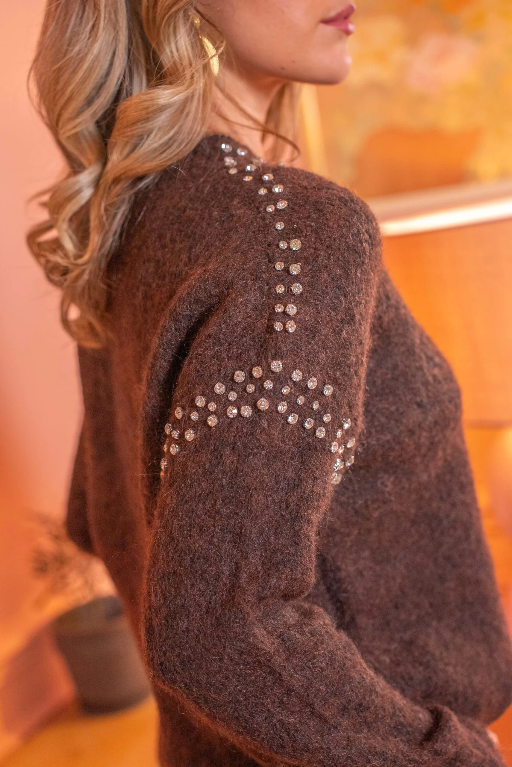Pull col rond en maille perlé Pepita – Image 4