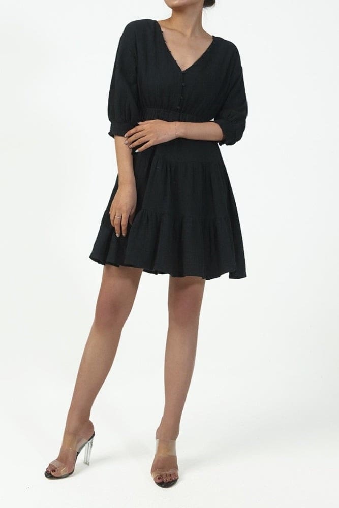 Robe Bohème Courte Noire – Image 2