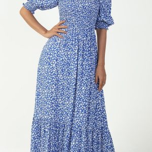 Robe Bohème Fleurie Col Carré
