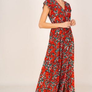 Robe Bohème Fleurie Rouge