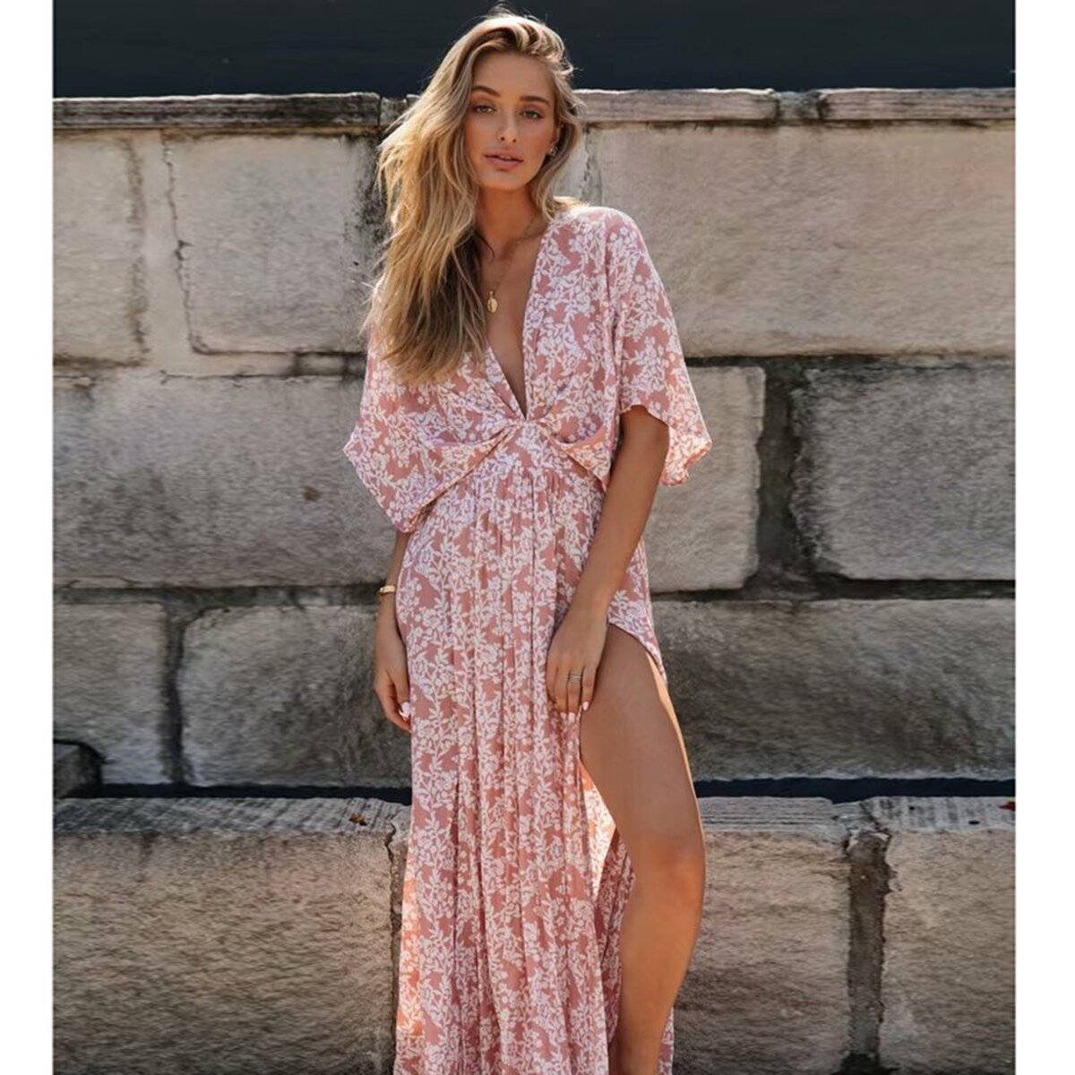Robe Bohème Rose Poudré – Image 2