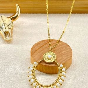 Sautoir Bohème Perles Blanches