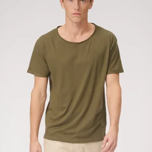 T-shirt à col profond - Vert olive