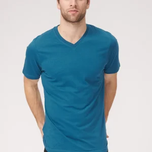 Basic T-shirt col V - Bleu Pétrole