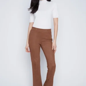 Pantalon Suède Végan Jambe Évasée