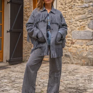 Veste à franges cloutée Santiago