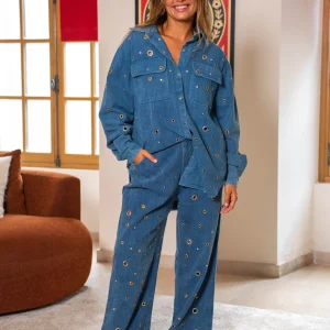 Veste denim avec oeillets Split